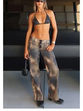 White Fox lace up pant